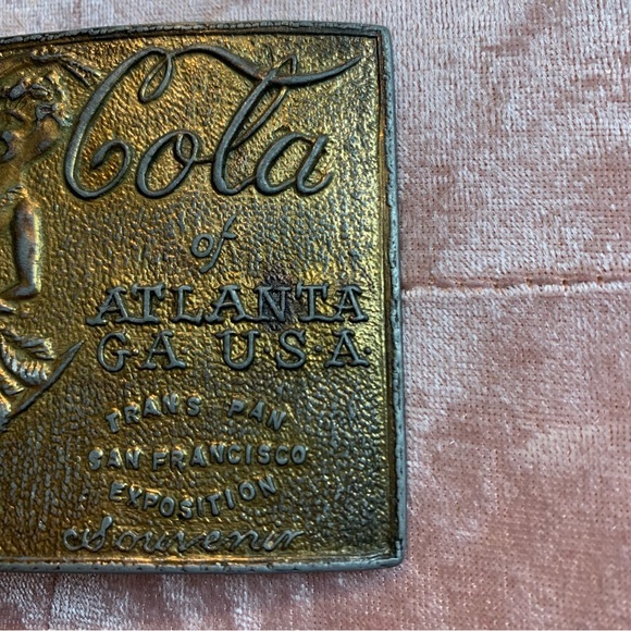 Vintage Worn Coca-Cola Belt Buckle - needs bracket replaced - Picture 3 of 4